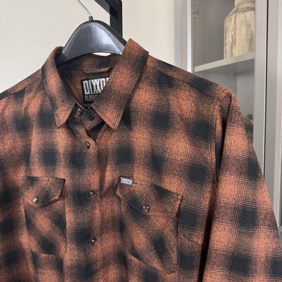 Dixxon The Deadwood Flannel Signature D Tech Burnt Orange Black Plaid Shirt 2XL - Picture 3 of 8